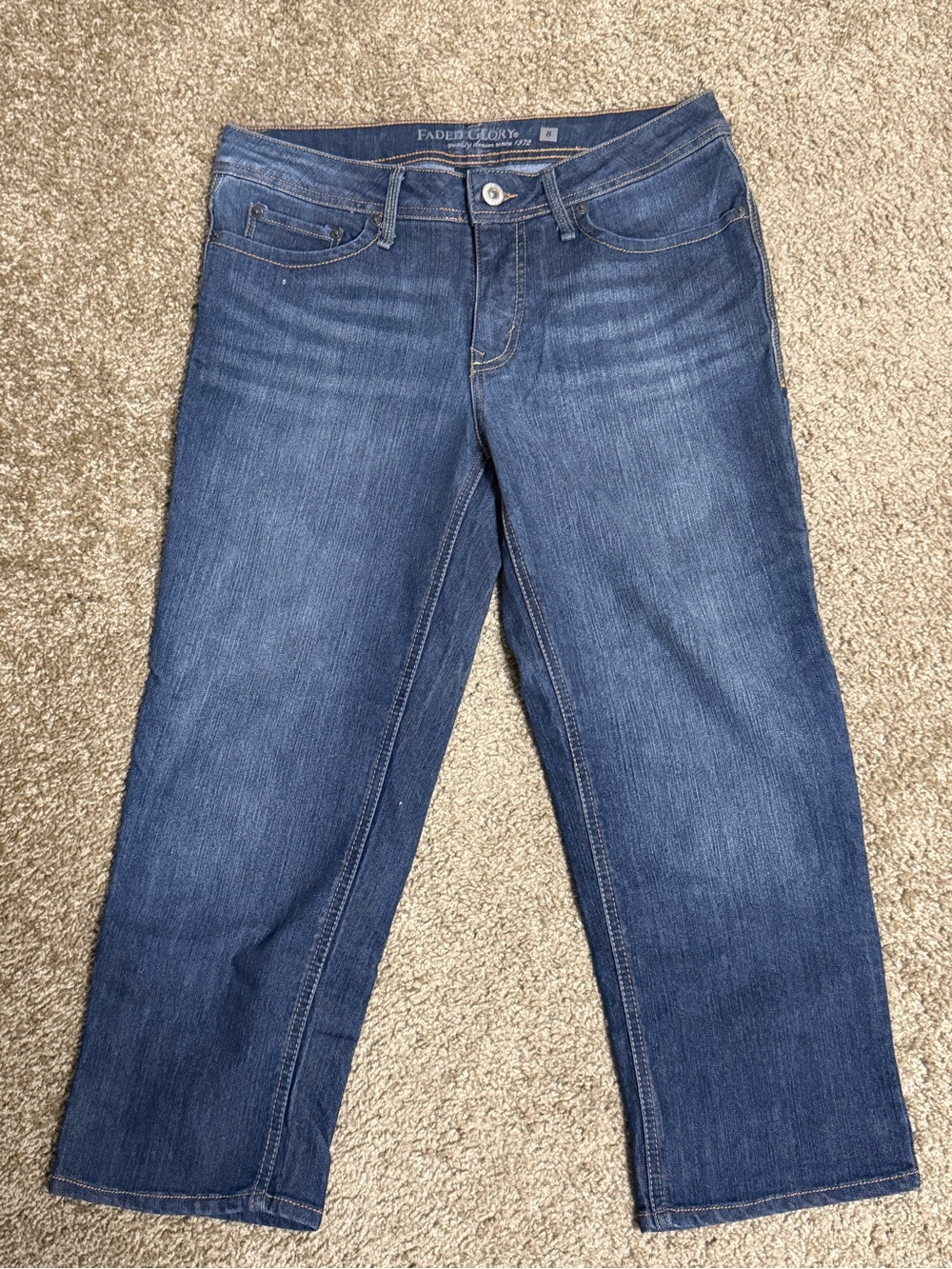 Faded Glory Dark Blue Cropped Straight-Leg Jeans
